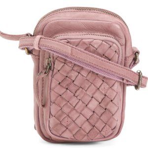Genicci Women's Soft Genuine Leather Crossbody Phone Bag Lilac Adjustable (NEW)